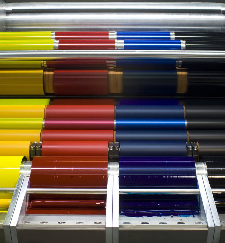 Ink rollers on an offset printer